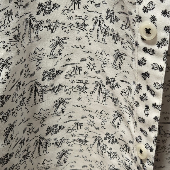 Report Blue And White Sylish Casual Button Down Shirt With Palm Trees. - Picture 6 of 9